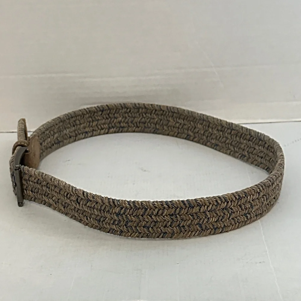 Sheridan Co. woven Italian belt 36 taupe/blue